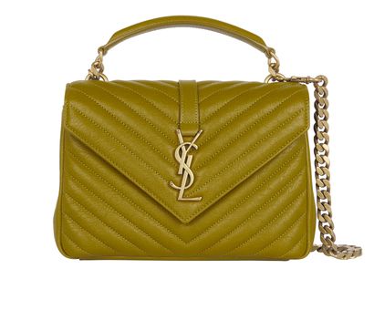 Medium College Chain Bag, £1,400, Handbags, Green, Leather, Front view